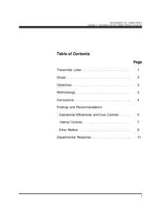 DEPARTMENT OF CORRECTIONS ALBERT C. WAGNER YOUTH CORRECTIONAL FACILITY Table of Contents Page Transmittal Letter . . . . . . . . . . . . . . . . . . . . . . . . . . .