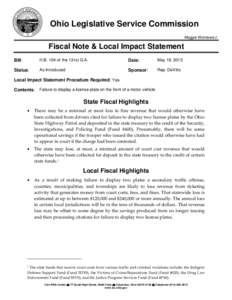 Ohio Legislative Service Commission Maggie Wolniewicz Fiscal Note & Local Impact Statement Bill: