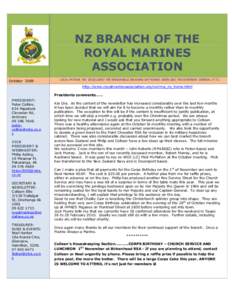 NZ BRANCH OF THE ROYAL MARINES ASSOCIATION OctoberLOCAL PATRON: HIS EXCELLENCY THE HONOURABLE SIR ANAND SATYANAND, GNZM, QSO, THE GOVERNOR GENERAL OF N.Z.