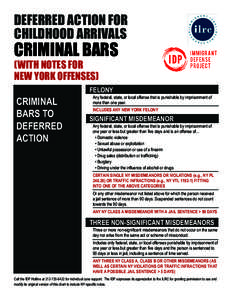 DEFERRED ACTION FOR CHILDHOOD ARRIVALS CRIMINAL BARS (WITH NOTES FOR NEW YORK OFFENSES)