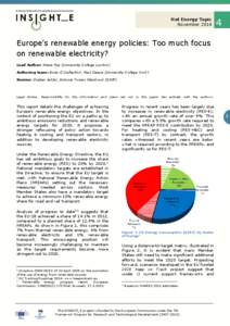 Hot Energy Topic NovemberEurope’s renewable energy policies: Too much focus