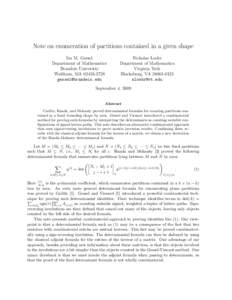 Note on enumeration of partitions contained in a given shape Ira M. Gessel Department of Mathematics Brandeis University Waltham, MA[removed]removed]