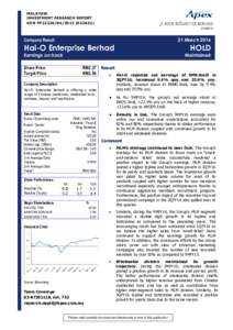 MALAYSIA INVESTMENT RESEARCH REPORT KDN PP13226) JF APEX SECURITIES BERHADX)