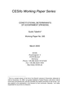 CESifo Working Paper Series  CONSTITUTIONAL DETERMINANTS OF GOVERNMENT SPENDING  Guido Tabellini*