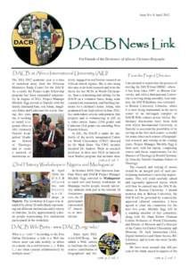 Issue No. 8, AprilDACB News Link For Friends of the Dictionary of African Christian Biography  DACB at Africa International University (AIU)
