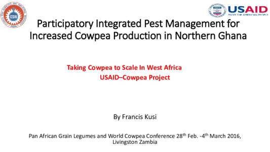 Participatory Integrated Pest Management for Increased Cowpea Production in Northern Ghana