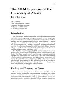 35  The MCM Experience at the University of Alaska Fairbanks J.P. Lambert