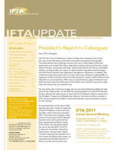 IFTAUPDATE  a newsletter for the colleagues of the International Federation of Technical Analysts 2011 volume 18 issue 3 IN THIS ISSUE