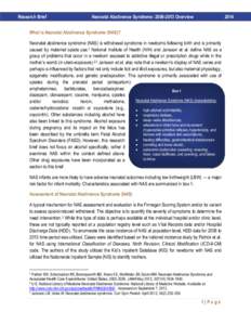 Research Brief • Neonatal Abstinence Syndrome: Overview  2014