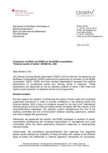 Secretariat of the Basel Committee on Banking Supervision Bank for International Settlements CH-4002 Basel Switzerland