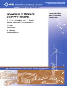Innovations in Wind and Solar PV Financing