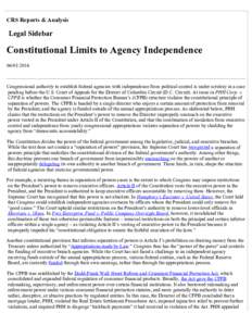 Constitutional Limits to Agency Independence