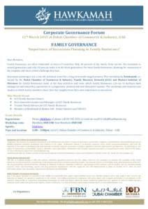 11th  Corporate Governance Forum March 2015 at Dubai Chamber of Commerce & Industry, UAE