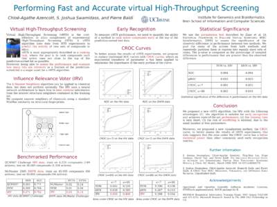Performing Fast and Accurate virtual High-Throughput Screening Institute for Genomics and Bioinformatics Bren School of Information and Computer Sciences Chloé-Agathe Azencott, S. Joshua Swamidass, and Pierre Baldi