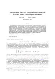 A regularity theorem for quasilinear parabolic systems under random perturbations Lisa Beck∗ Franco Flandoli†