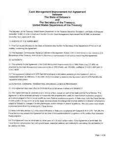 Cash Management Improvement Act Agreement between The State of Delaware and The Secretary of the Treasury, United States Department of the Treasury
