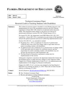 TAP: Renewal Credit in Teaching Students with Disabilities