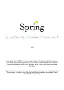 Web application frameworks / Aspect-oriented programming / Aspect-oriented software development / Java specification requests / Spring Framework / AspectJ / Enterprise JavaBeans / Plain Old Java Object / Java Platform /  Enterprise Edition / Computing / Software / Java enterprise platform