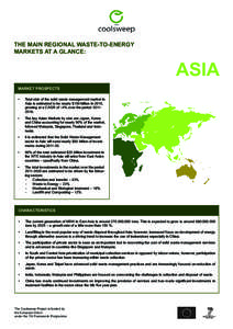 THE MAIN REGIONAL WASTE-TO-ENERGY MARKETS AT A GLANCE: ASIA MARKET PROSPECTS •