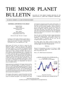 THE MINOR PLANET BULLETIN BULLETIN OF THE MINOR PLANETS SECTION OF THE ASSOCIATION OF LUNAR AND PLANETARY OBSERVERS