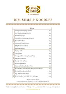 Dim Sum s & noo dle s Meat Shanghai Dumplings (Pork) £5