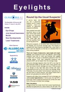 Eyelights Round Up the Usual Suspects! The Newsletter of Glaucoma NZ Volume 11 | Issue 2 | July[removed]Inside: