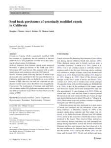Environ Sci Pollut Res DOIs11356RESEARCH ARTICLE  Seed bank persistence of genetically modified canola