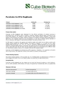 PureCube Co-NTA NTA MagBeads Product Catalog No.