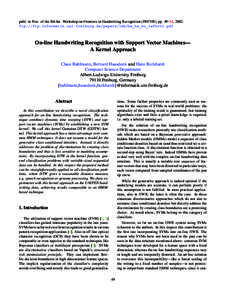 On-line Handwriting Recognition with Support Vector Machines--- A Kernel Approach