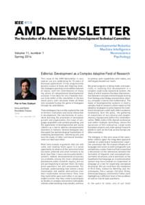 AMD NEWSLETTER  The Newsletter of the Autonomous Mental Development Technical Committee Developmental Robotics Machine Intelligence Neuroscience