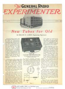 New Tubes For Old - GenRad Experimenter April 1927