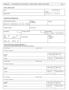 FORM HPA – 1 GOVERNMENT OF SEYCHELLES – EMPLOYMENT APPLICATION FORM  Page 1 1. POST APPLIED FOR Title:
