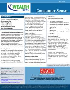 MayConsumer Sense Information from SACU and CFS* to help keep your financial life in balance