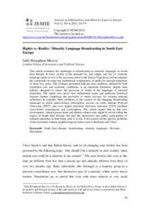 Journal on Ethnopolitics and Minority Issues in Europe Vol 12, No 4, 2013, 54-79 Copyright © ECMI 2014 This article is located at: http://www.ecmi.de/fileadmin/downloads/publications/JEMIE/2013/BroughtonMicova.pdf