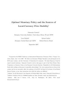 Optimal Monetary Policy and the Sources of Local-Currency Price Stability1 Giancarlo Corsettia European University Institute, University of Rome III and CEPR Luca Dedolab