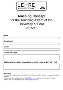 Teaching Concept for the Teaching Award of the University of GrazName