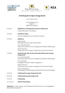 Verleihung des European Energy Award am 16. Februar 2017 im Graf-Zeppelin-Haus OlgastrFriedrichshafenUhr