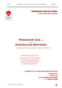 EHV  Producer Gas & the Australian Motorist Page 1