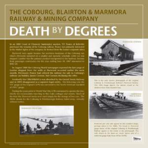 THE COBOURG, BLAIRTON & MARMORA RAILWAY & MINING COMPANY BY DEATH DEGREES HARWOOD STATION