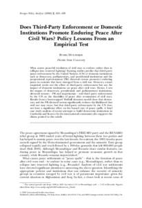 Does Third-Party Enforcement or Domestic Institutions Promote Enduring Peace After Civil Wars? Policy Lessons From an Empirical Test