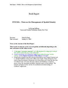 Book Report: STIGMA – Notes on the Management of Spoiled Identity  Book Report