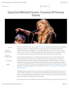 Jazzy Joni Mitchell Covers, Courtesy Of Tierney Sutton | ARTery  heARTery NPR® news station:02 PM