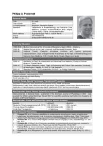 Philipp A. Pickerodt Personal Details Title Year of birth Current position Affiliation
