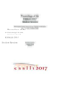 Proceedings of the ESSLLI 2017 Student Session 29th European Summer School in Logic, Language & Information July 17-28, 2017, Toulouse, France
