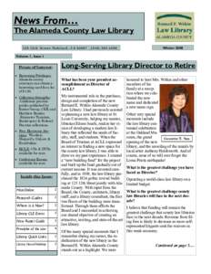 News From…  The Alameda County Law Library 125 12th Street Oakland, CA -4800