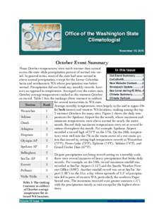 !  ! Office of the Washington State ! Climatologist! November 10, 2015