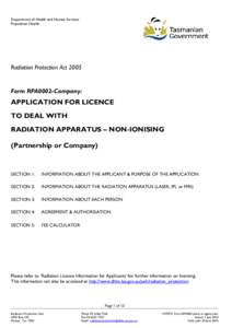 Application Licence Non-ionising