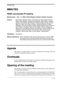 29 OctoberMINUTES NDSC ozonesonde PI meeting Meeting dates: