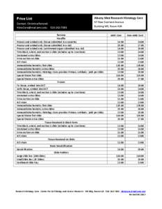 Price List  Albany Med Research Histology Core