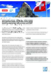 winnovation helps customers make better business decisions with Lenovo and SAP  winnovation helps customers make better business decisions with Lenovo and SAP winnovation AG is an IT service provider headquartered in Baa